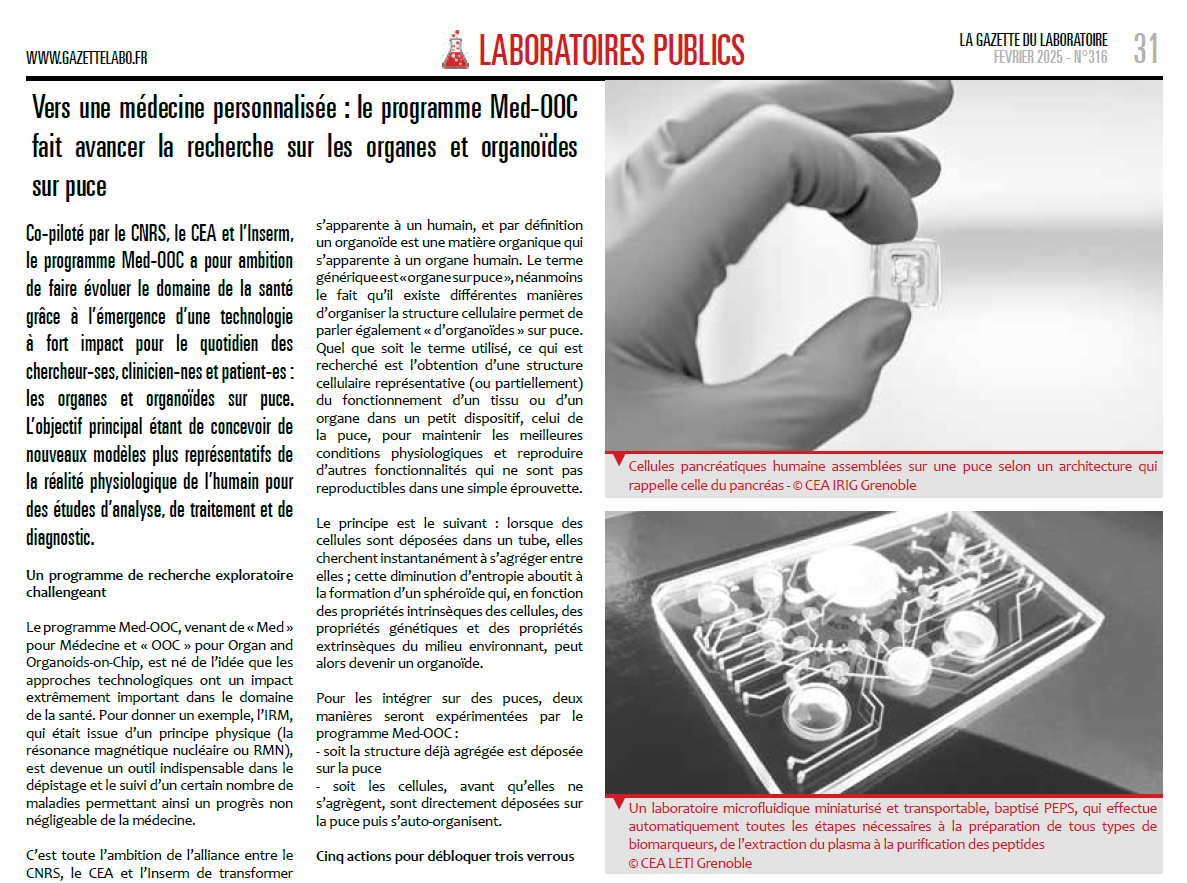  « MED‑OOC a pour conviction de faire entrer les organes et organoïdes sur puces dans le parcours de soins et compte bien rendre cette conviction réaliste sur le terrain grâce à ses avancées en termes de R&D. » 